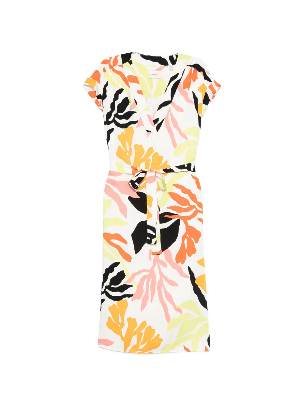 Gant palm-print V-neck midi dress - Giallo