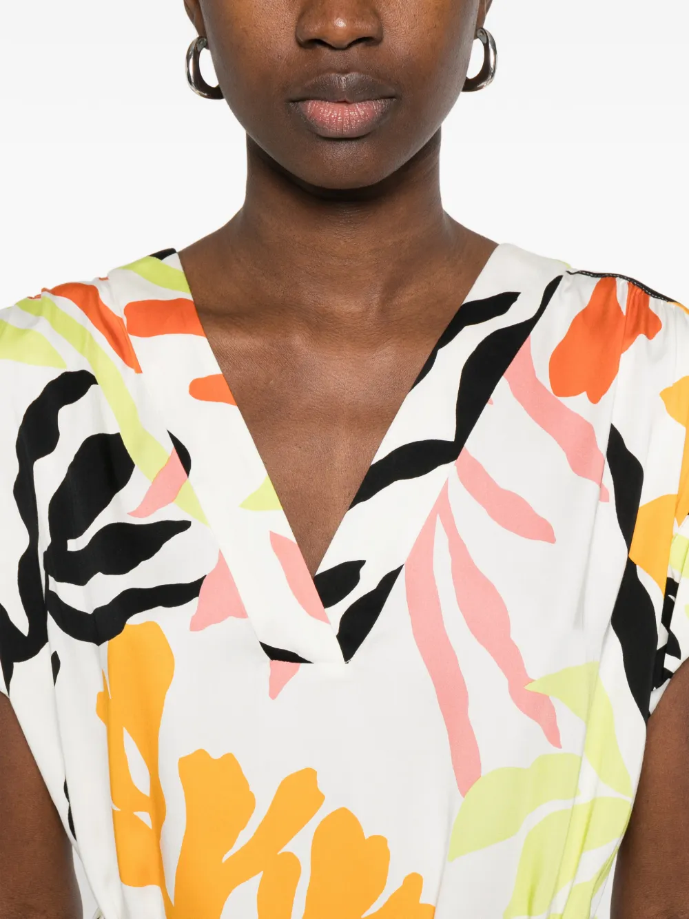 Gant Maxi-jurk met palmboomprint en V-hals Geel