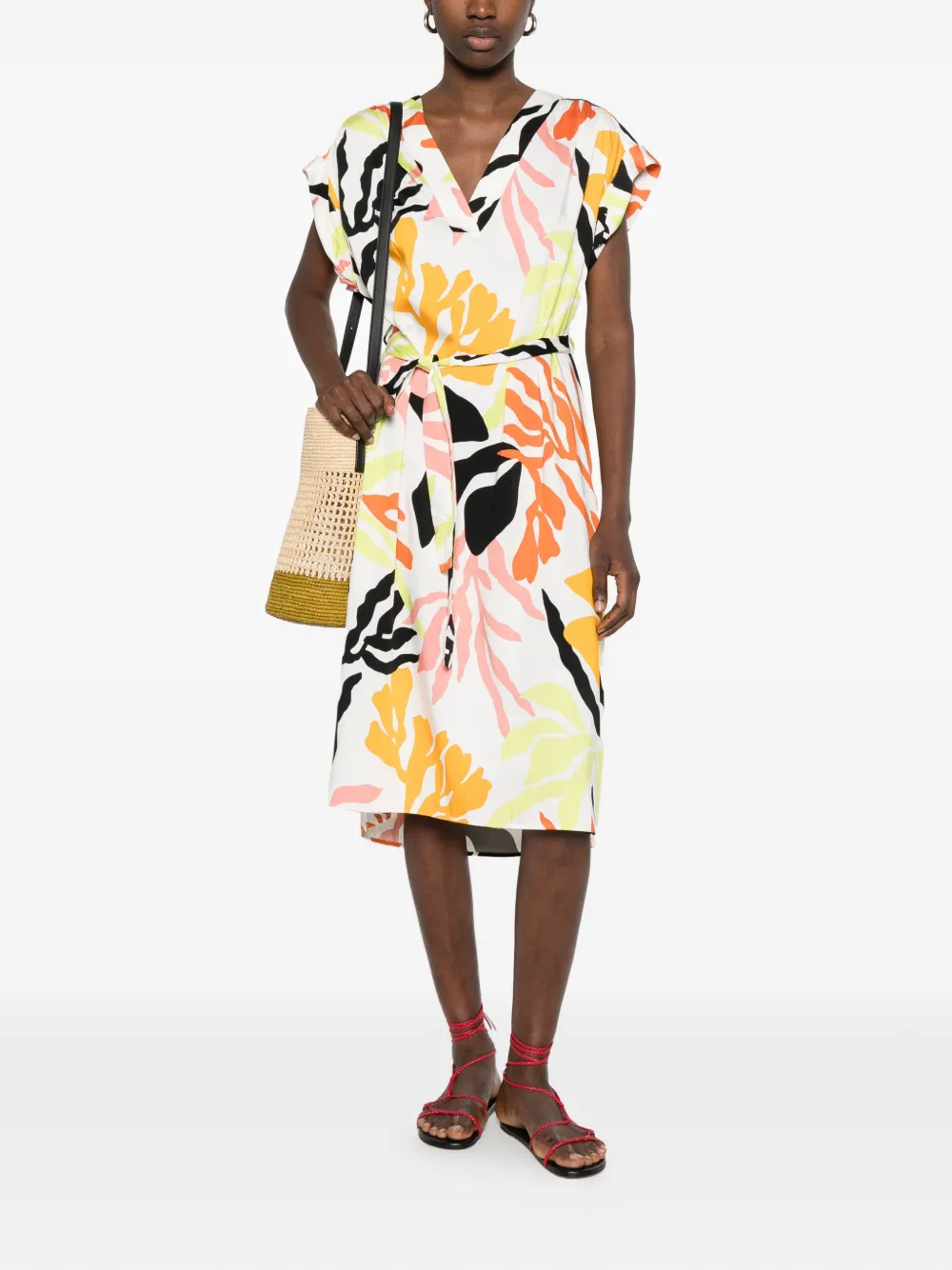 Gant Maxi-jurk met palmboomprint en V-hals Geel