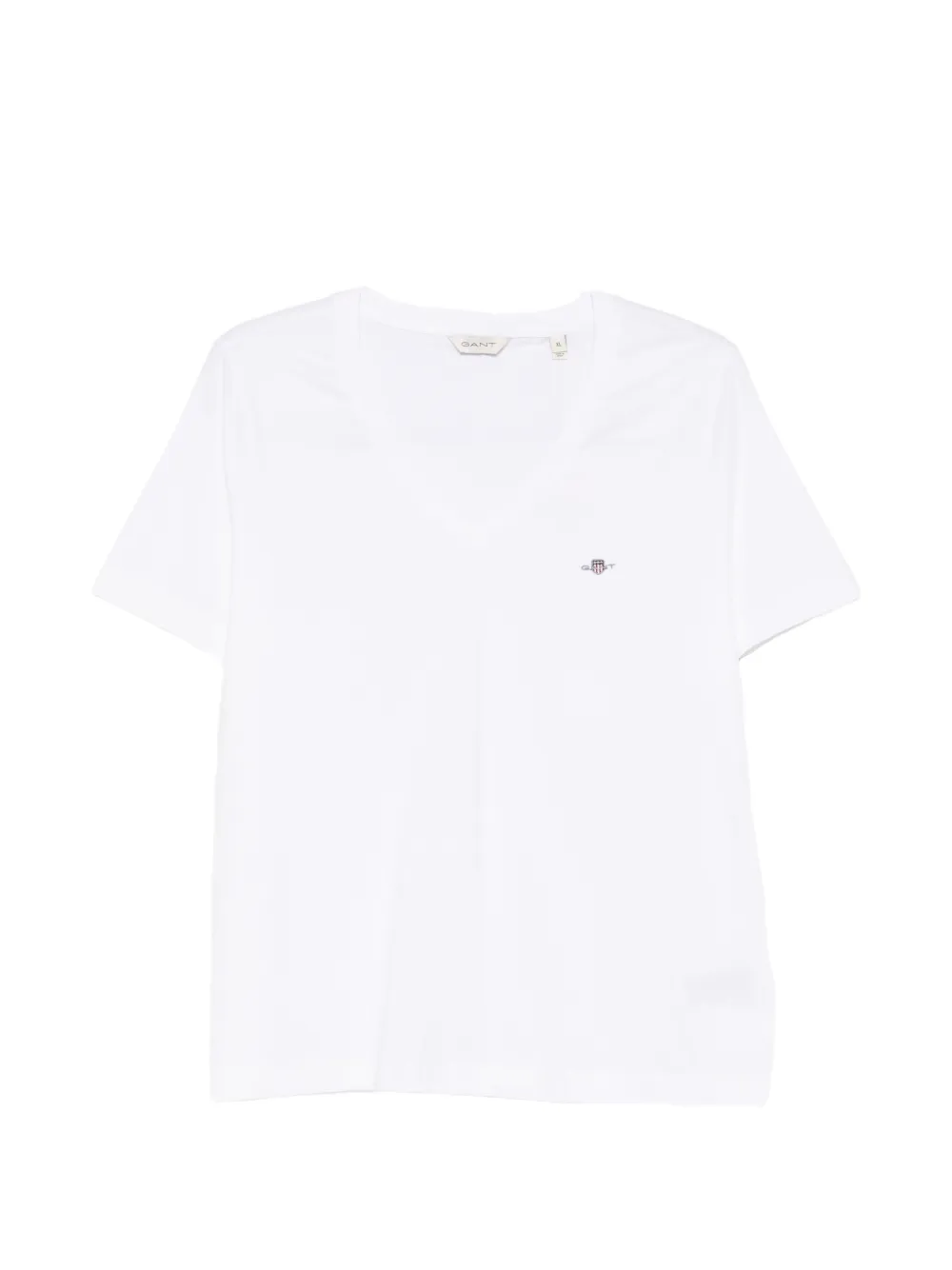 Gant T-shirt con logo e scollo a V - Bianco