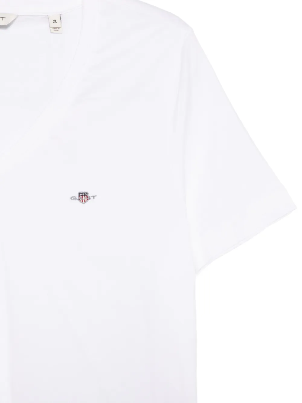 Gant T-shirt met V-hals en logo Wit
