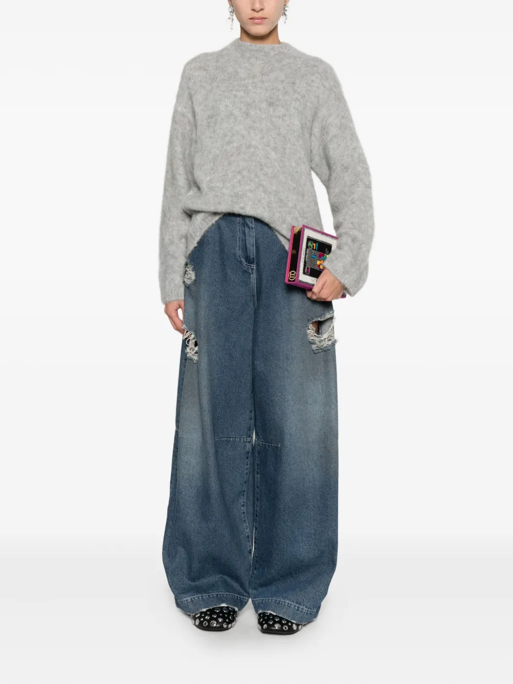 Forte Trui met ronde hals Grijs