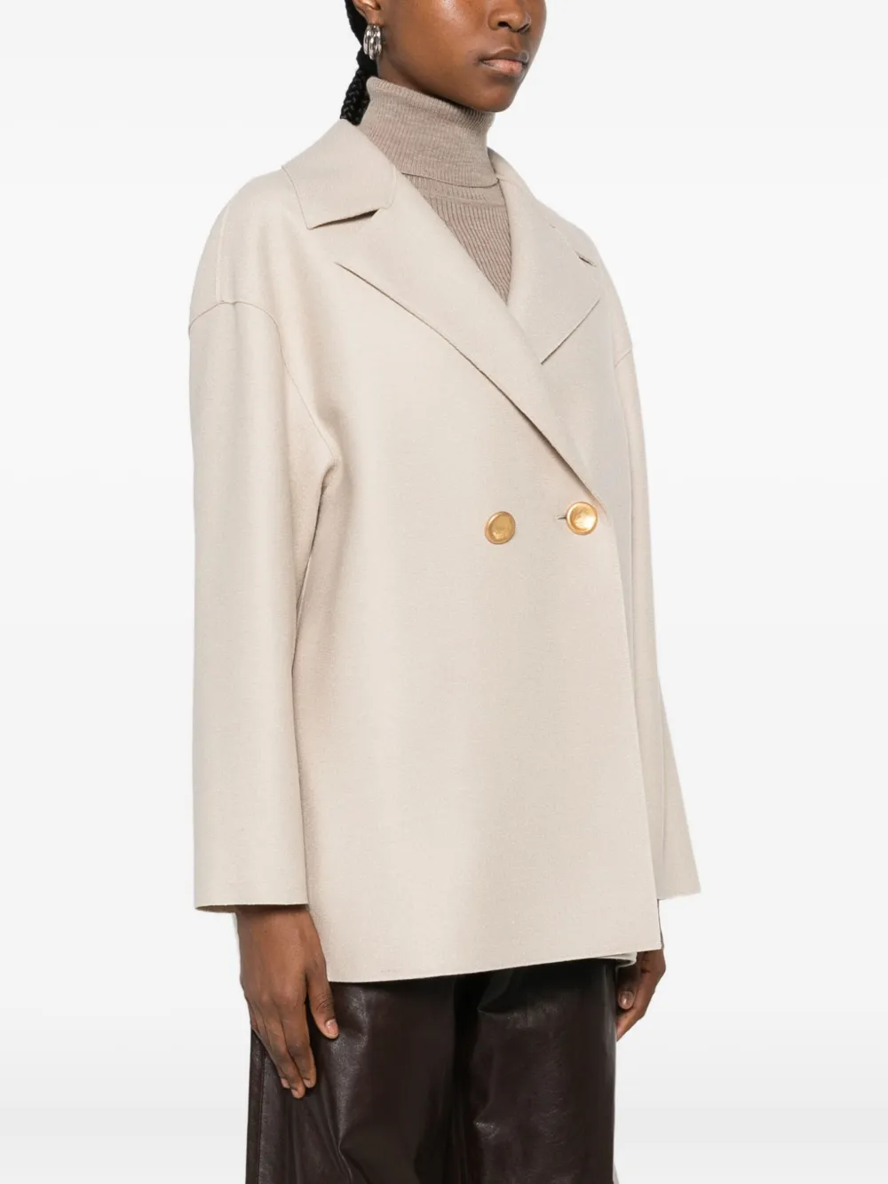 Harris Wharf London Jas met dubbele rij knopen Beige