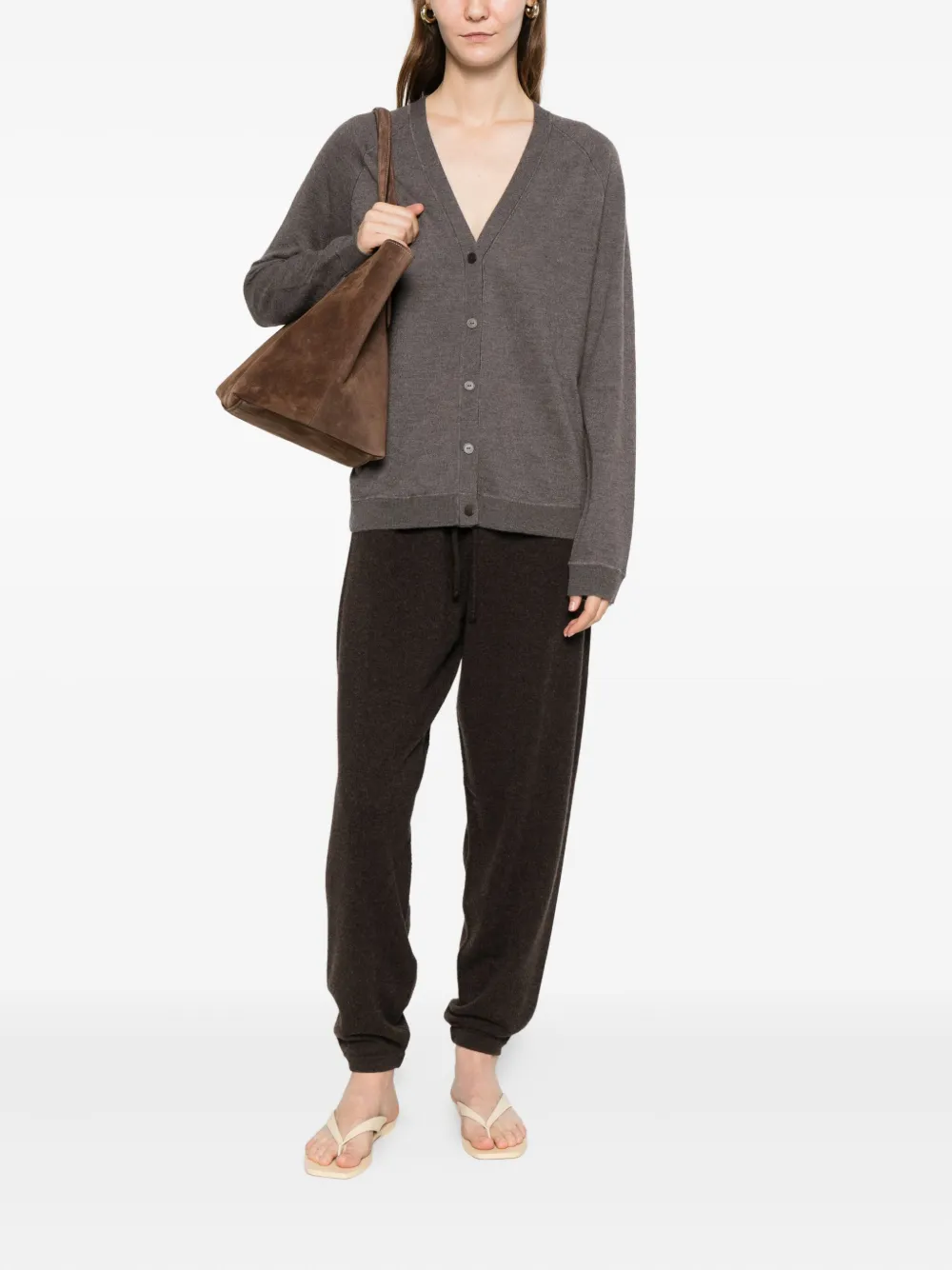 The Row Buttoned Cardigan In Brown