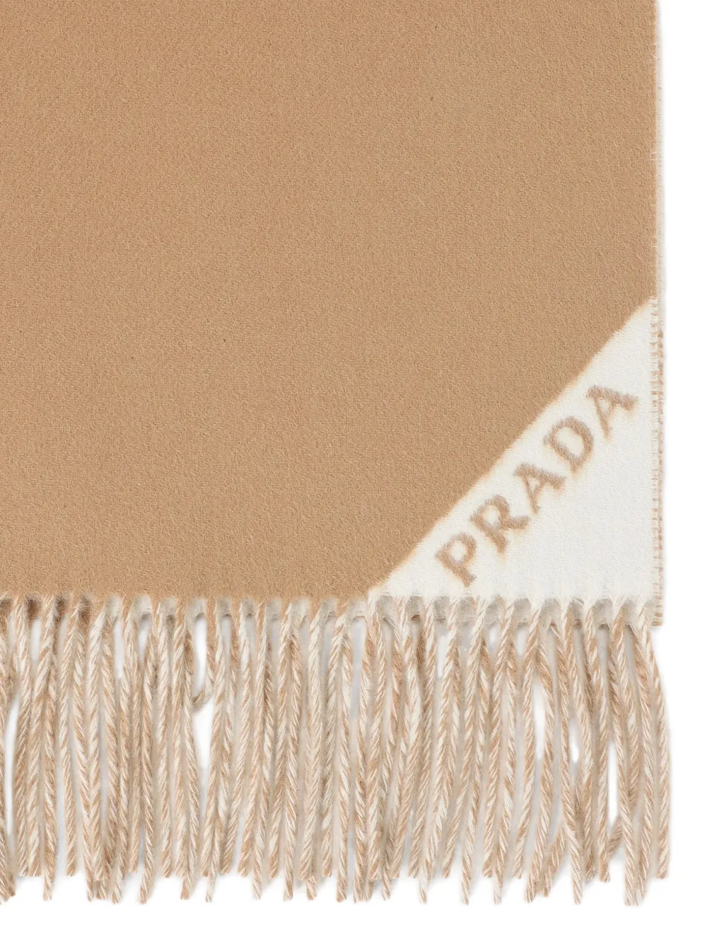 Prada fringed logo-detail scarf - Bruin