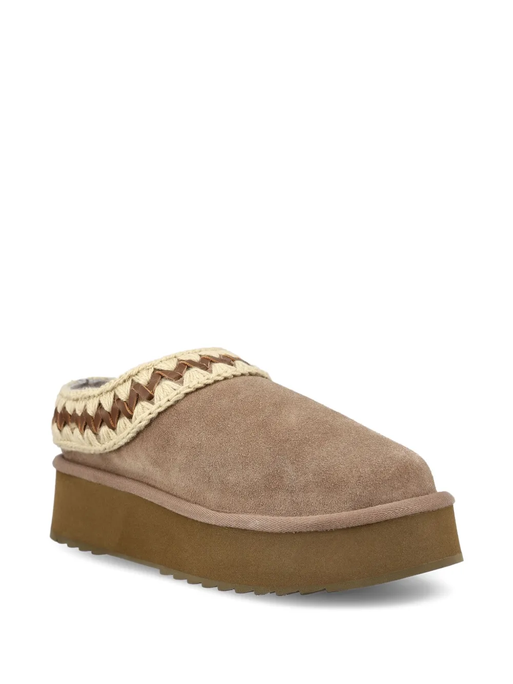 Mou Leather Platform Slippers In Animal Print