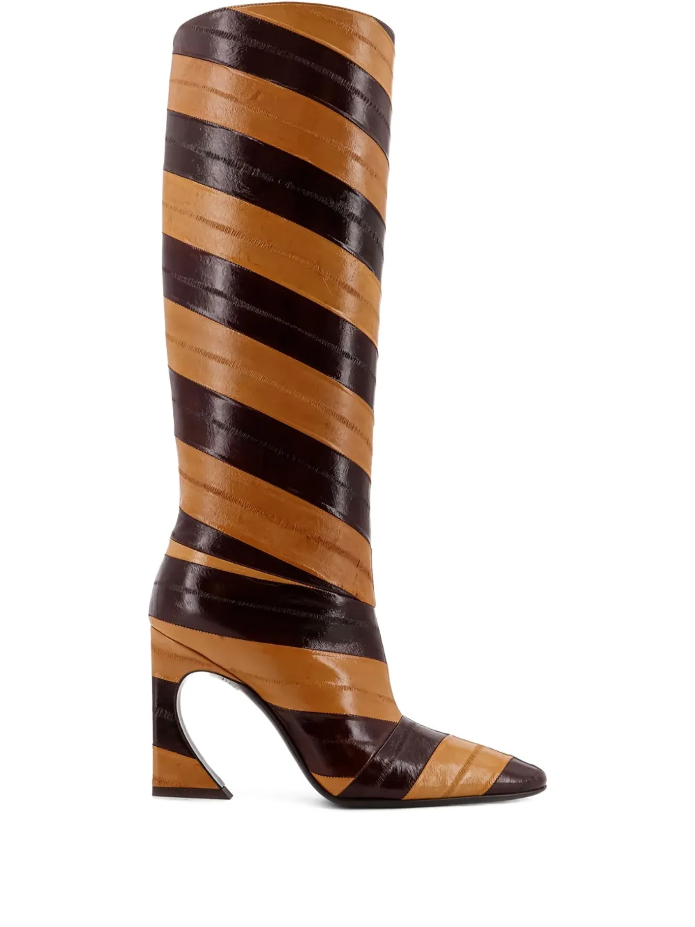 Fendi Striped Heel Boots In Brown
