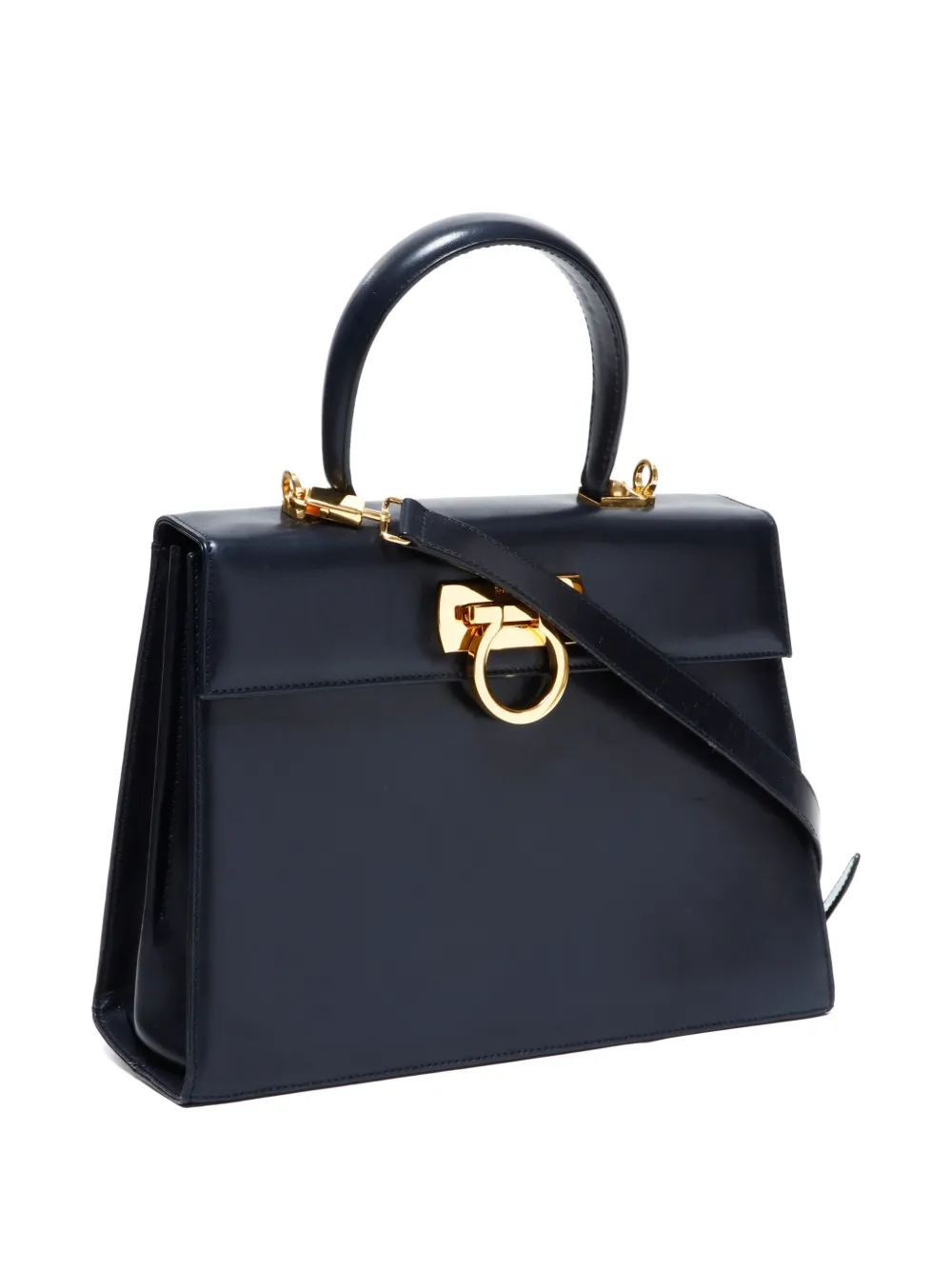 Pre-owned Ferragamo 1990-2000s Ganchini Top-handle Tote Bag In Black