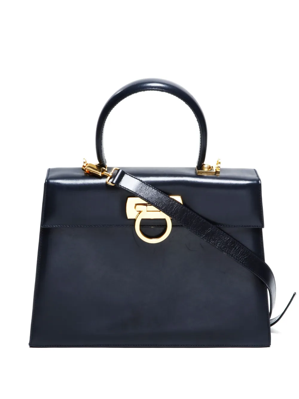 Pre-owned Ferragamo 1990-2000s Ganchini Top-handle Tote Bag In Black