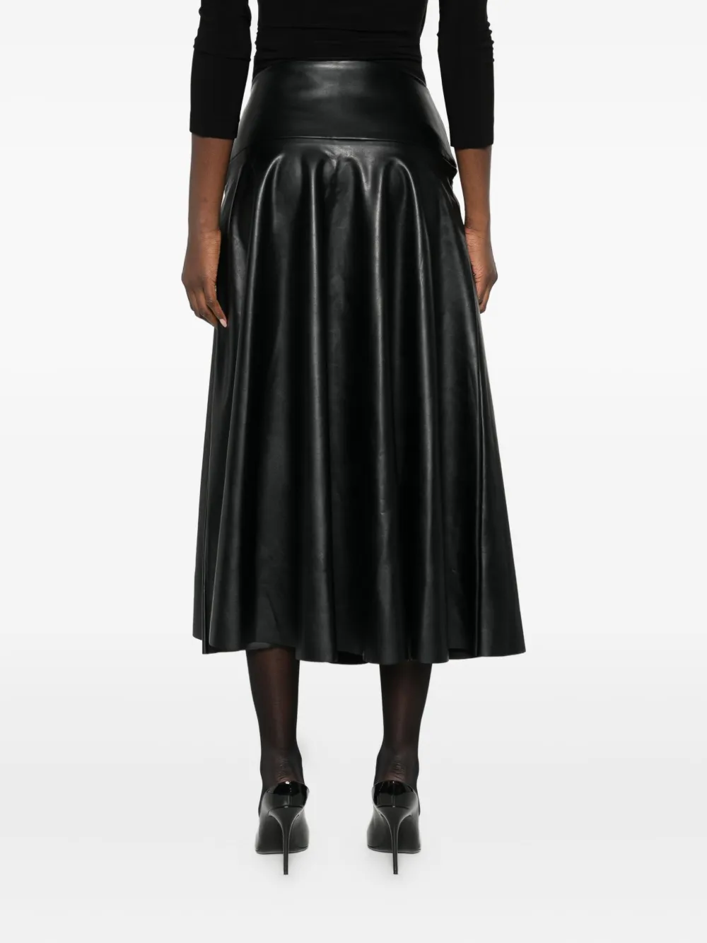 Norma Kamali Pleated Midi Skirt In Black