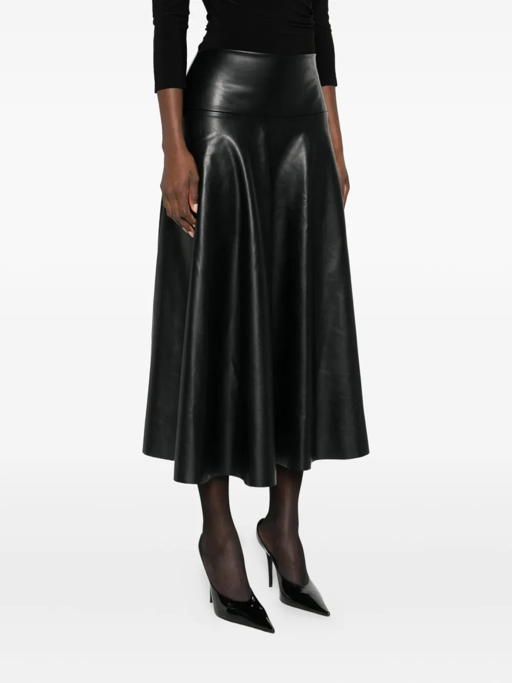Norma Kamali Pleated Midi Skirt In Black