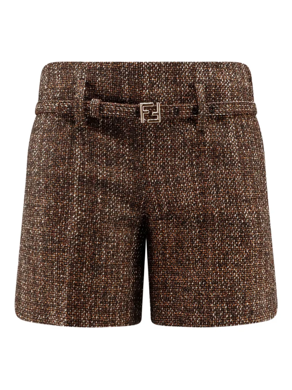 Fendi Women Alpaca And Wool Shorts In Brown