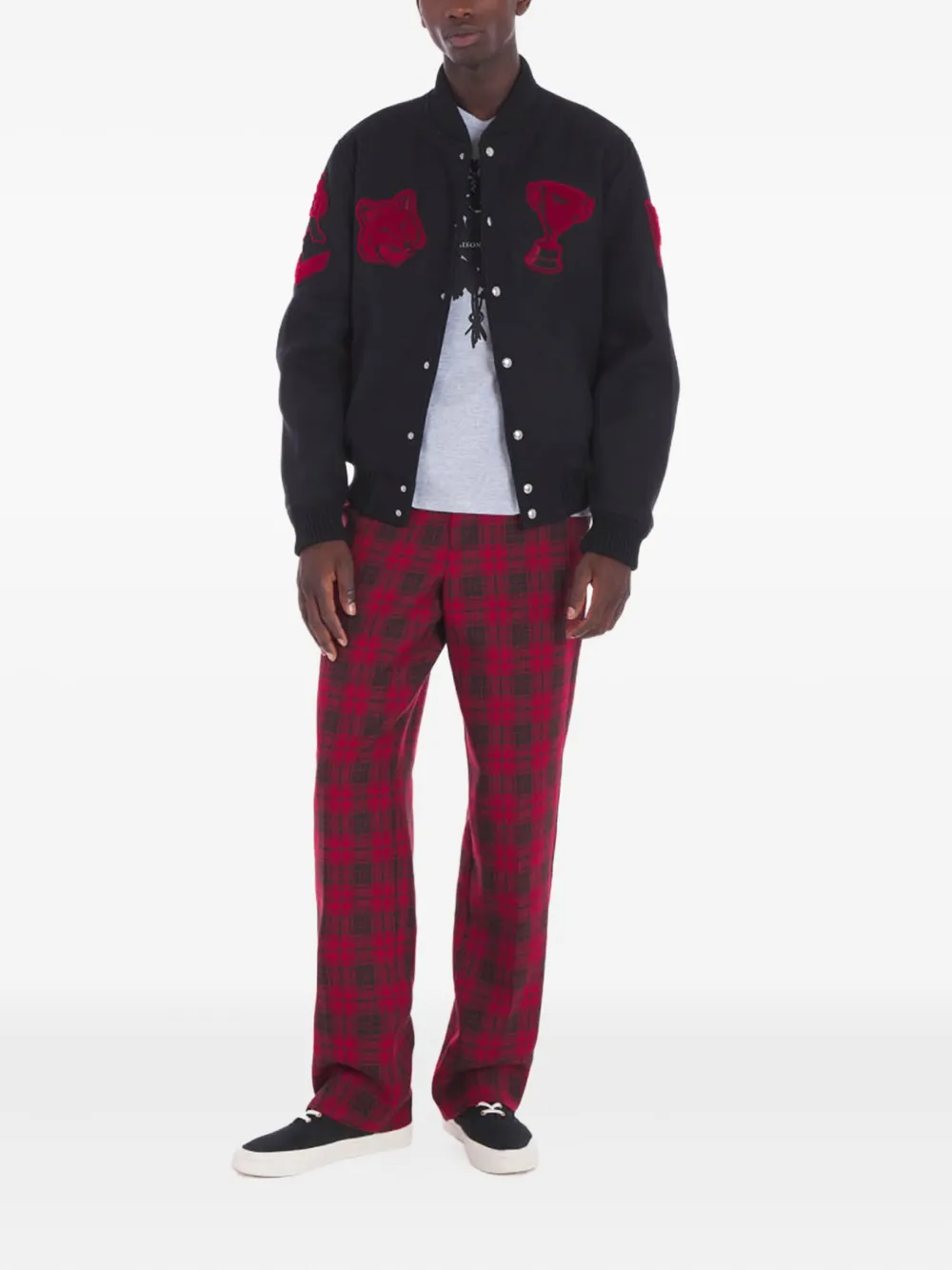 Maison Kitsuné Appliqué Button Jacket In Black