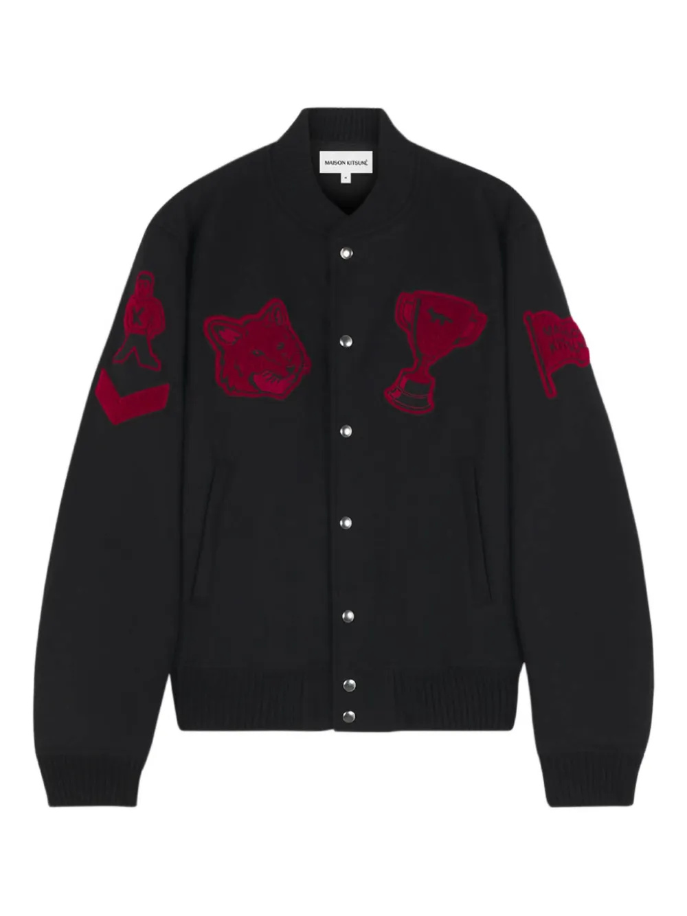 Maison Kitsuné Appliqué Button Jacket In Black
