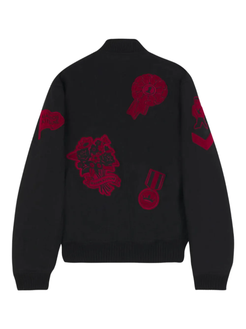 Maison Kitsuné Appliqué Button Jacket In Black