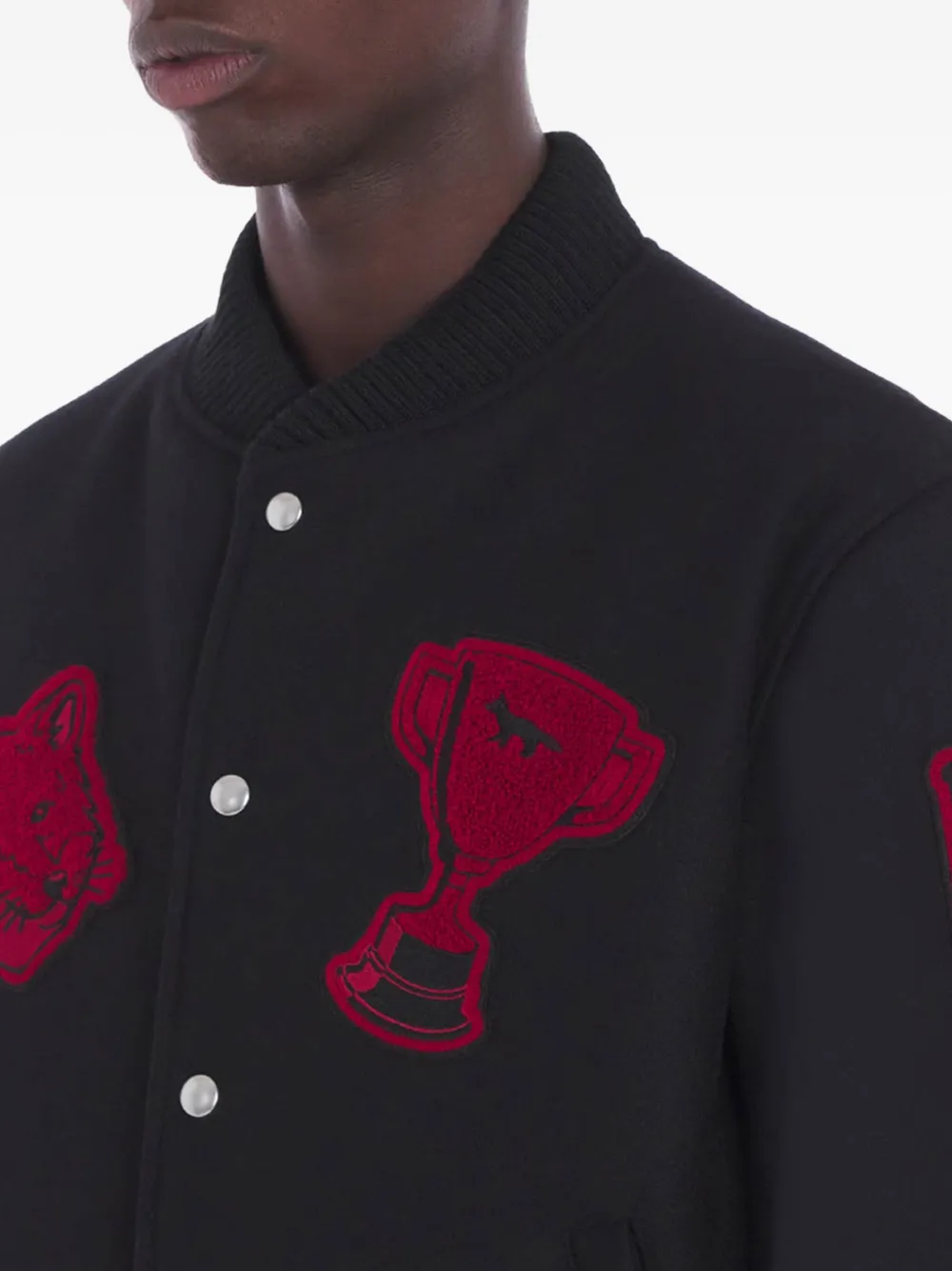 Maison Kitsuné Appliqué Button Jacket In Black