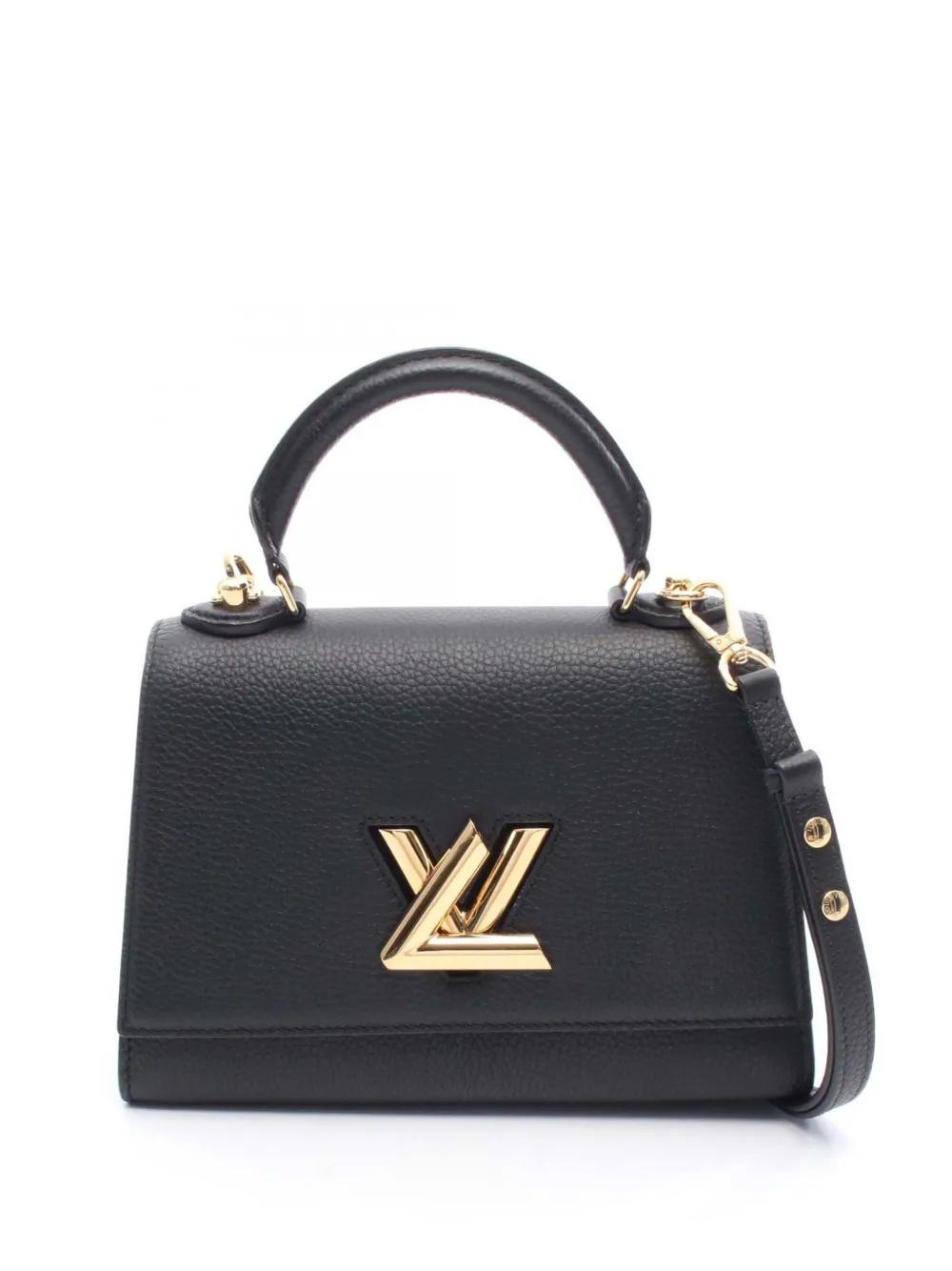 Pre-owned Louis Vuitton 2021 Taurillon Twist One Handle Pm Satchel In Black
