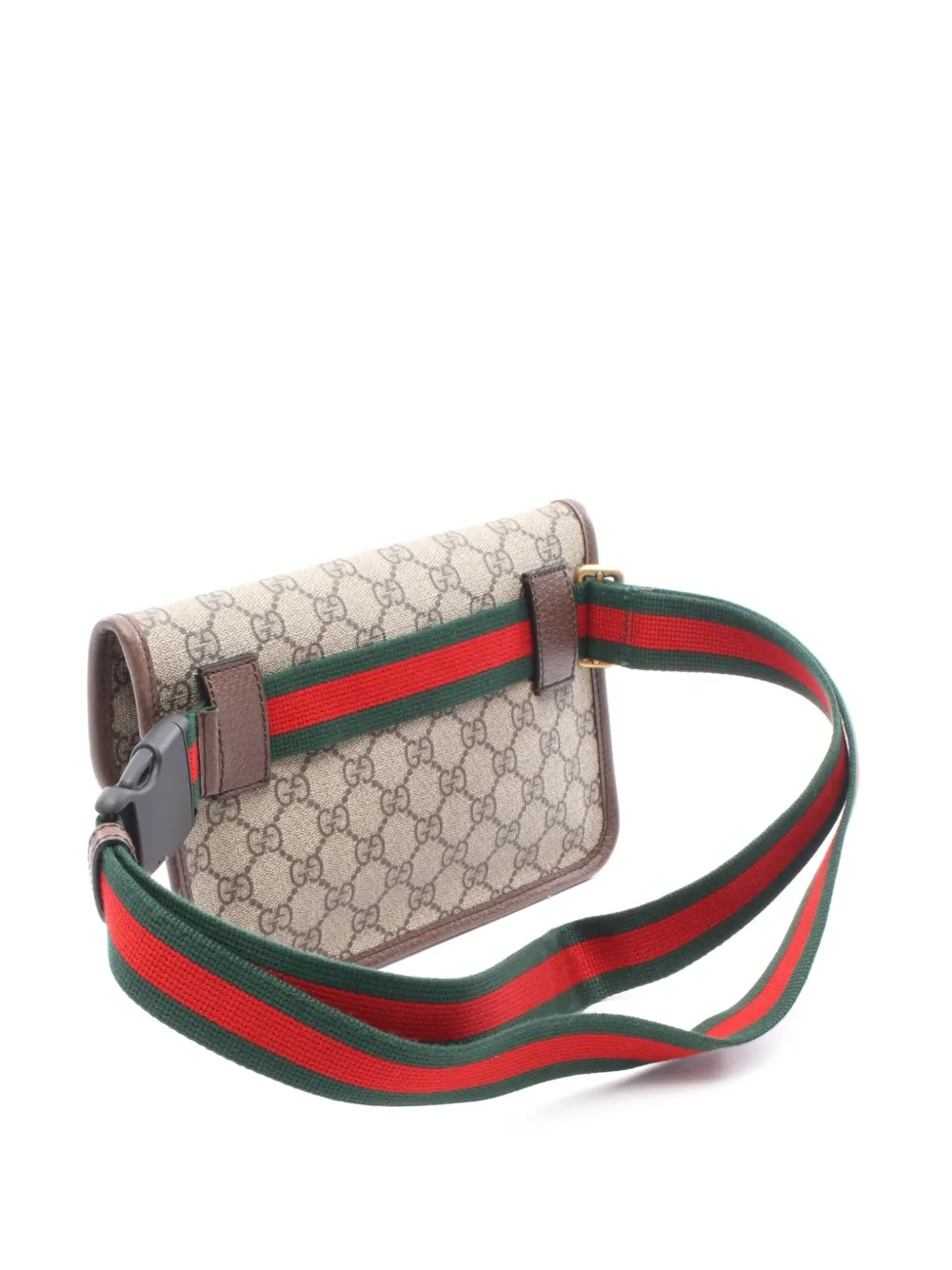 Pre-owned Gucci 2016-2025 Gg Supreme Web Neo Vintage Belt Bag In Brown