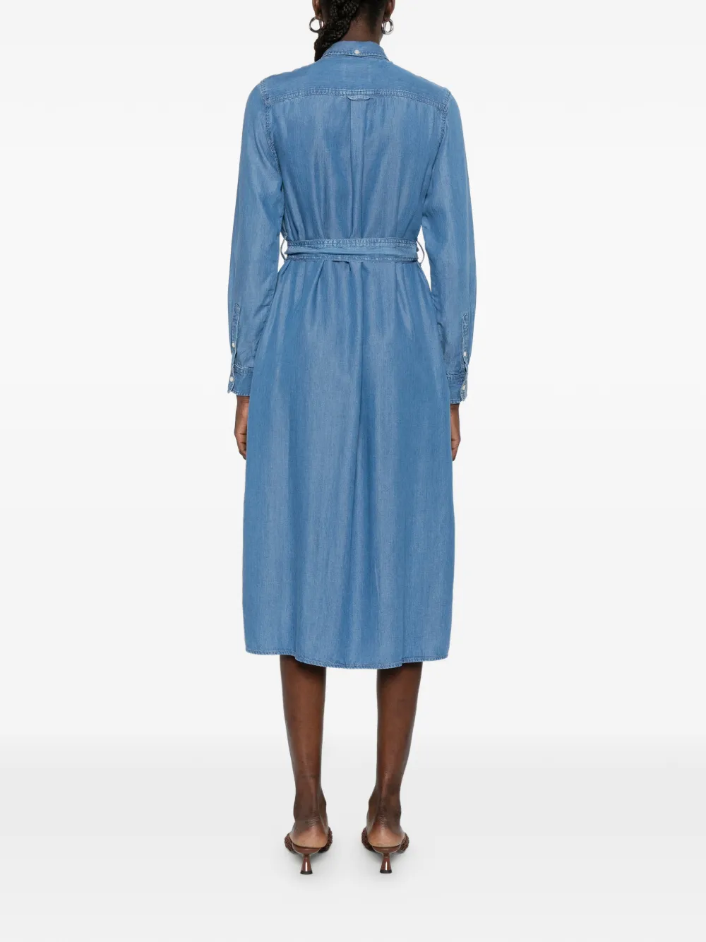 Buttoned Belted Midi Dress