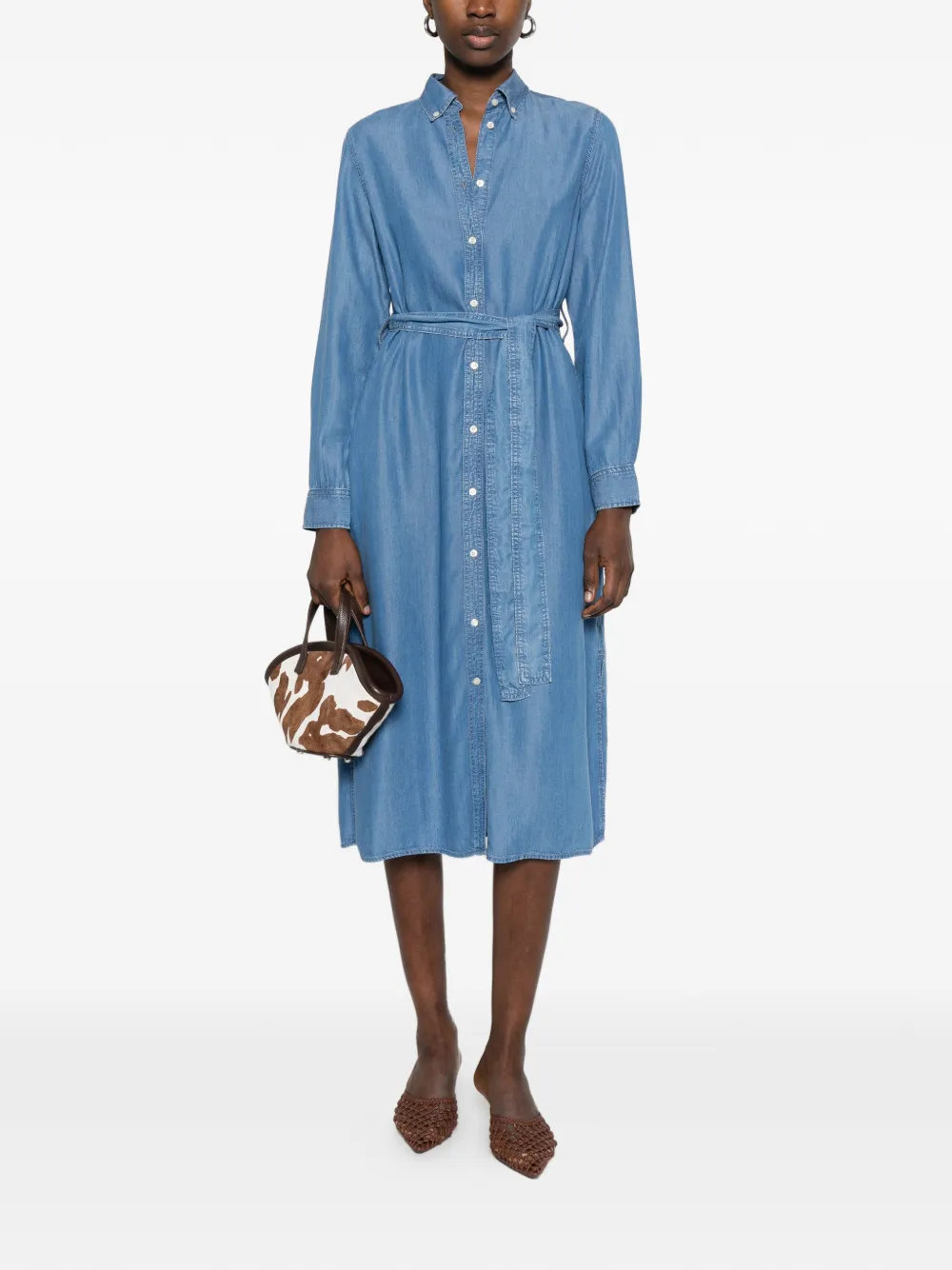 Gant buttoned belted midi dress - Blu