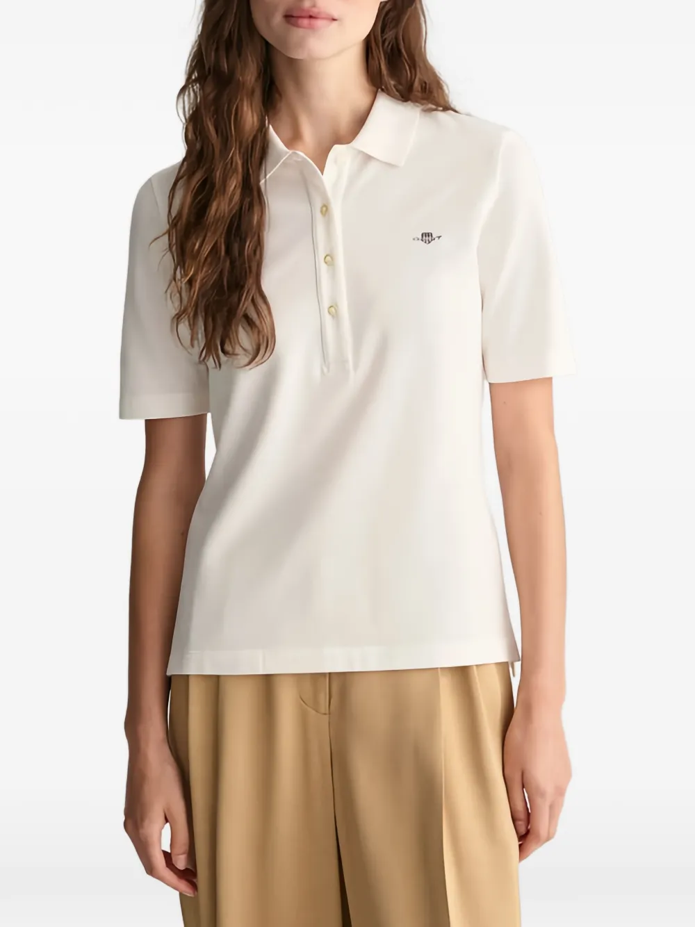 Gant short-sleeve embroidered polo shirt - Wit