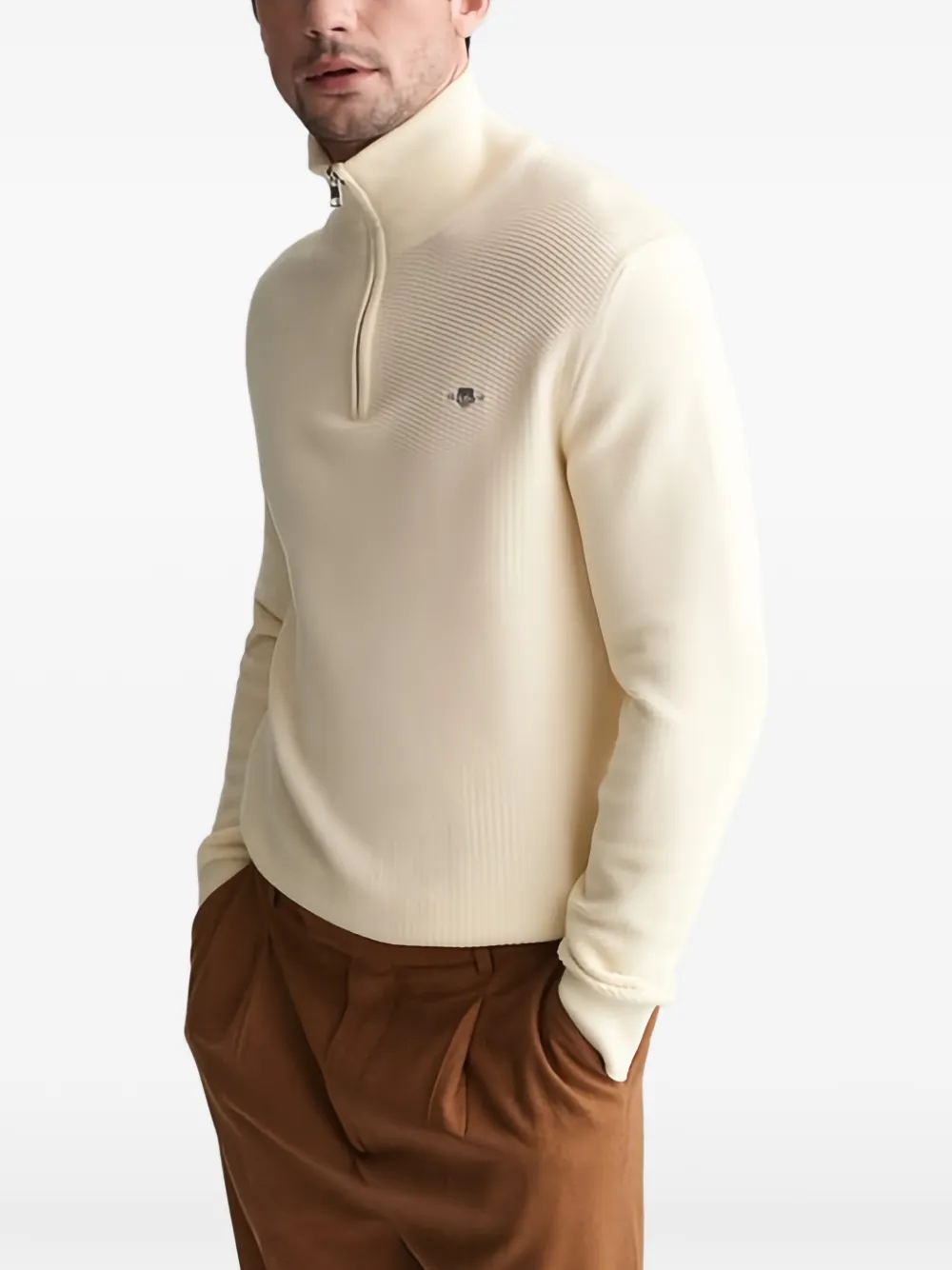  Gant Textured Half-zip Sweater - Neutrals 