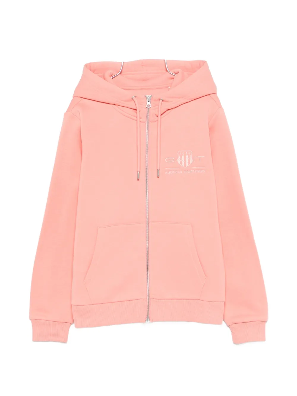 Gant Tonal Shield hooded zip-up cardigan - Rosa