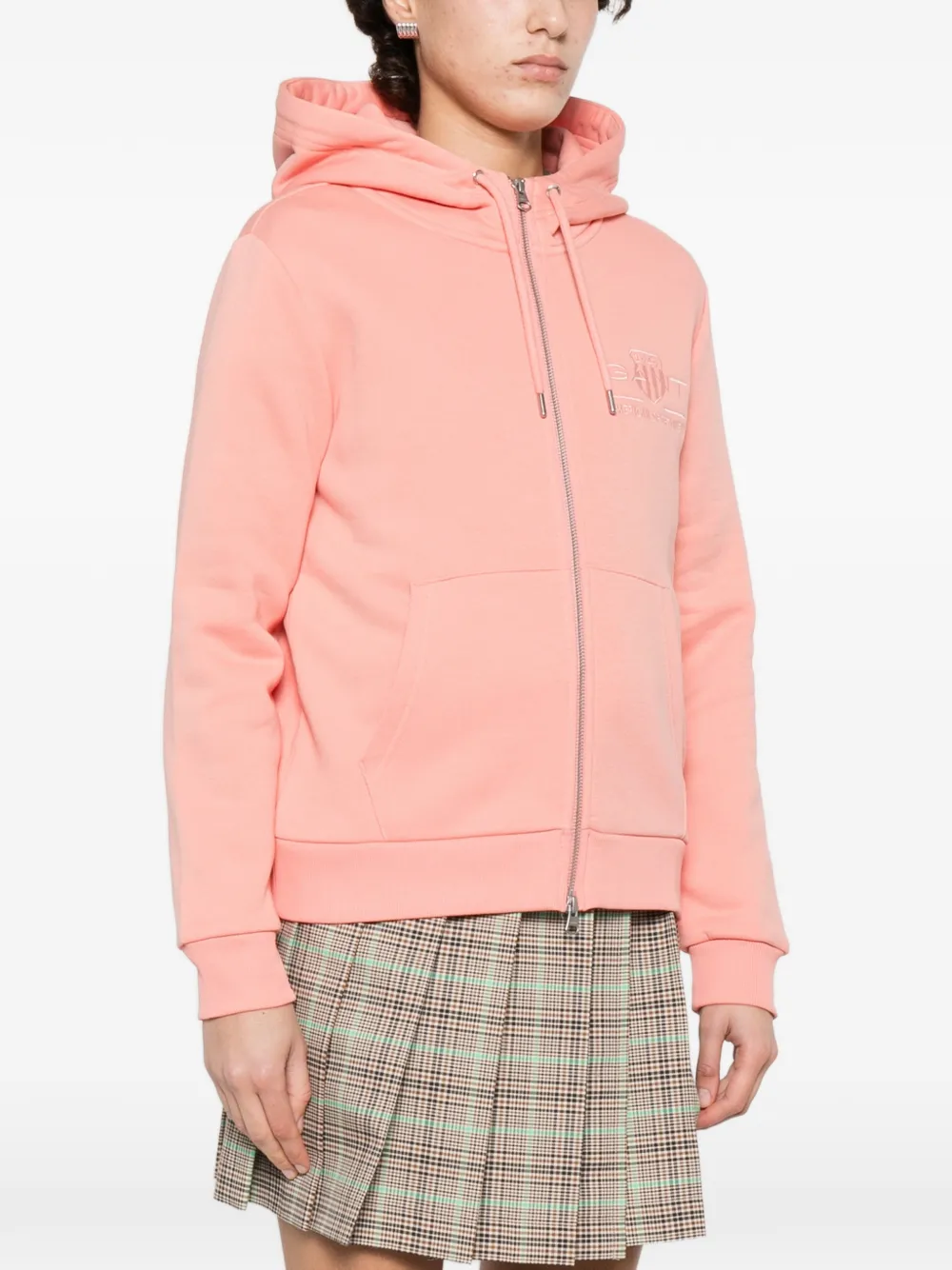  Gant Tonal Shield Hooded Zip-up Cardigan - Pink 