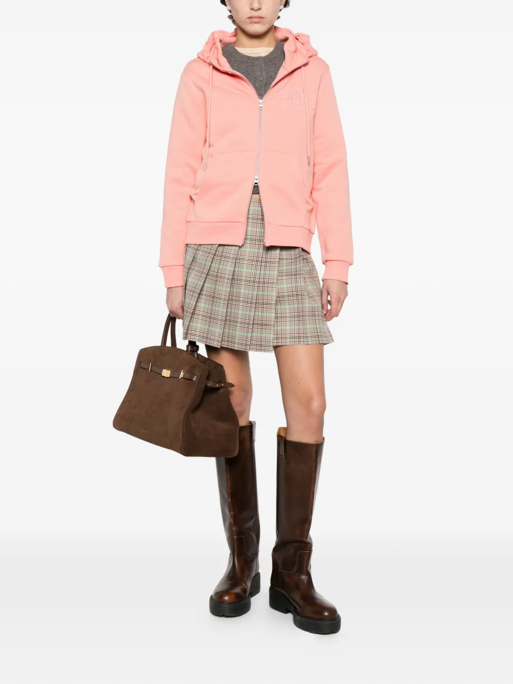  Gant Tonal Shield Hooded Zip-up Cardigan - Pink 