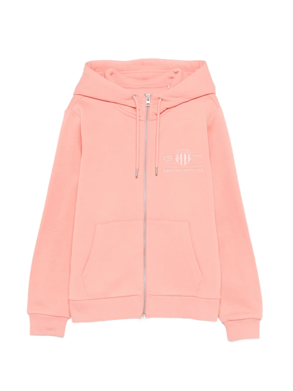 Gant Tonal Shield hooded zip-up cardigan - Rosa
