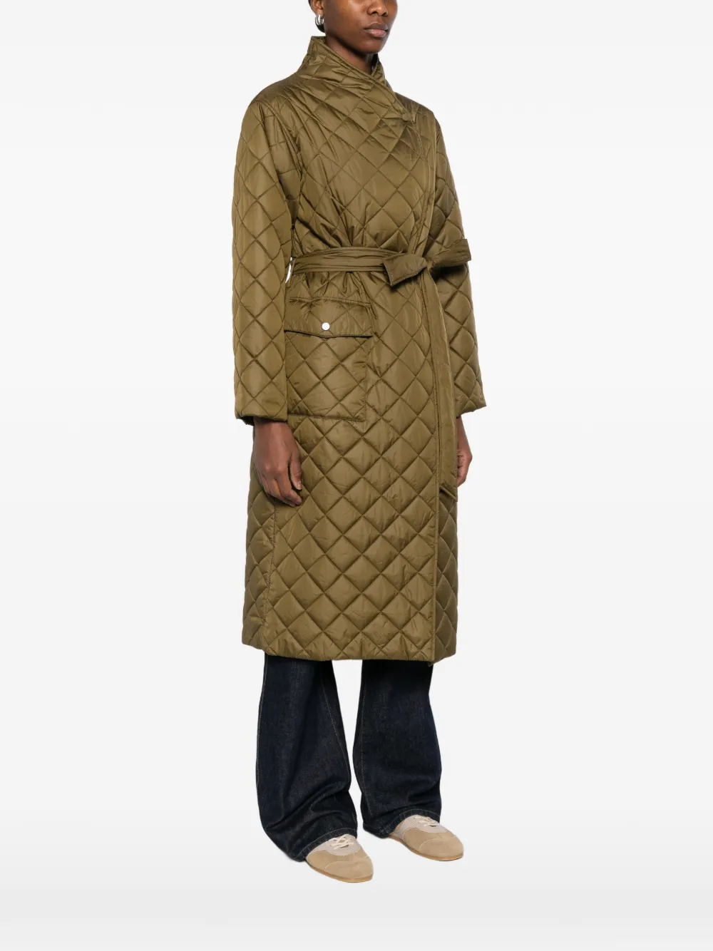  Gant Kabát Quilted Belted Coat - Brown 