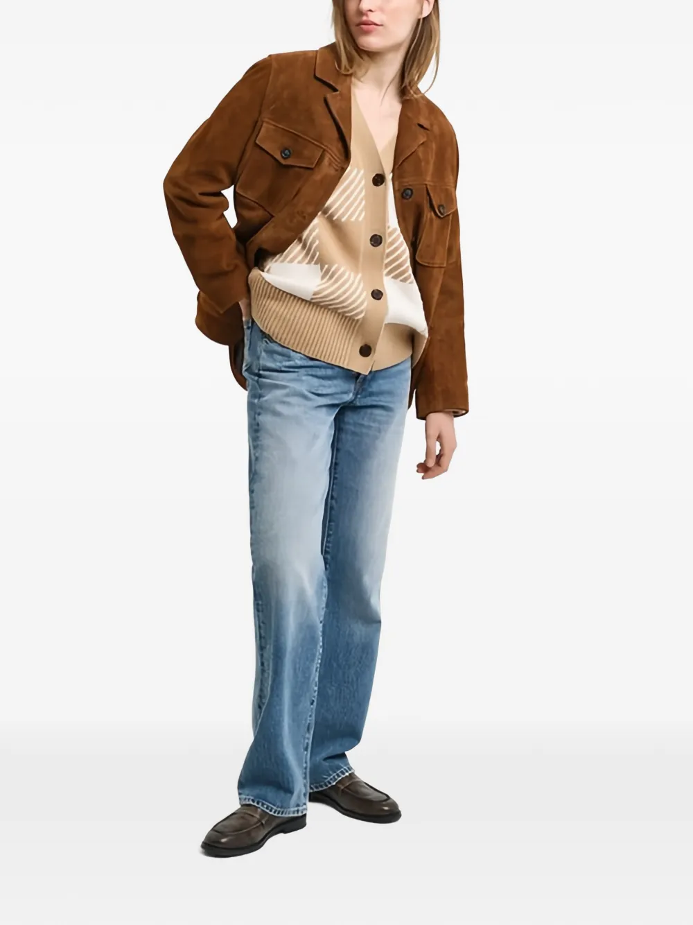  Gant Checked-pattern Button-fastening Cardigan - Neutrals 