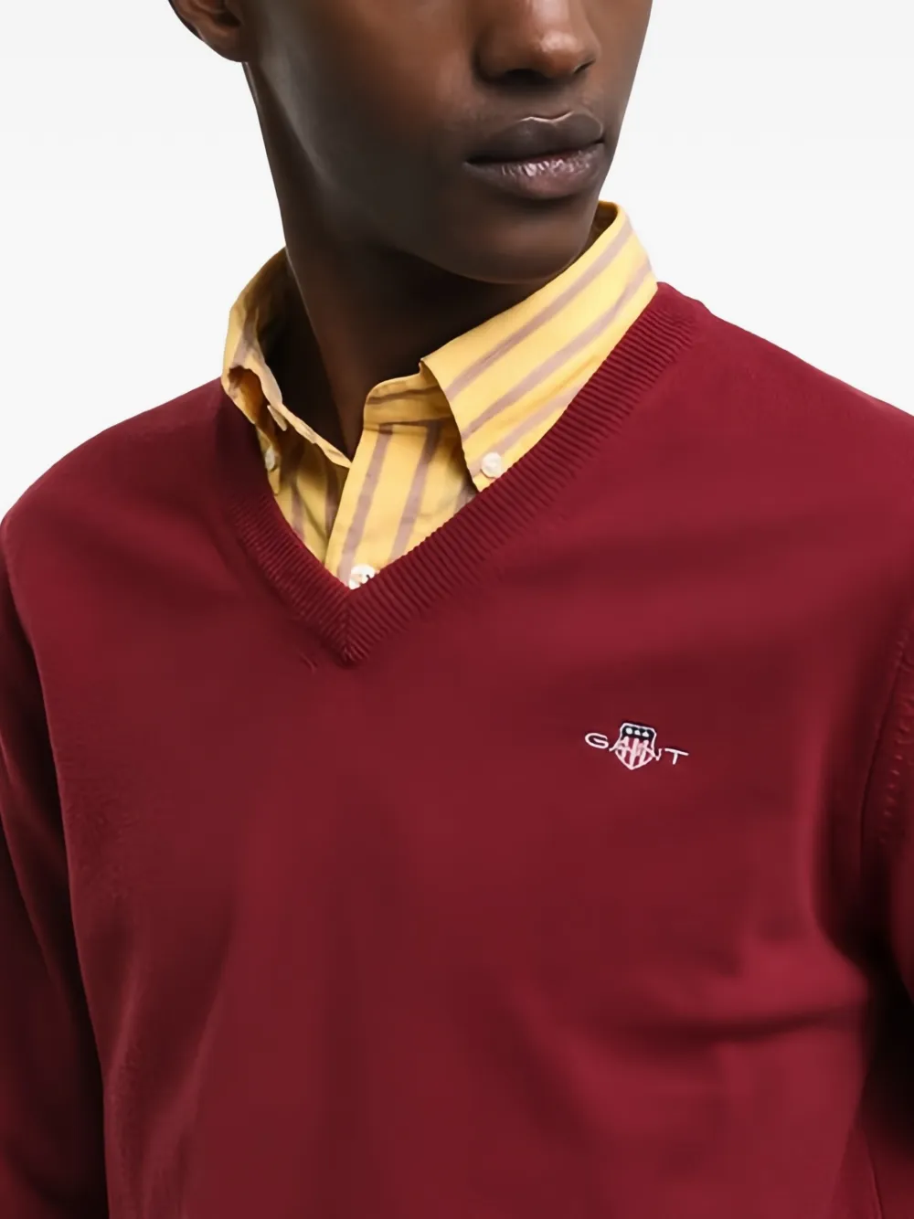 V-Neck Logo-Embroidery Sweater