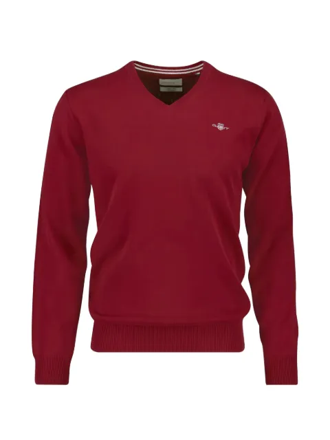 Gant V-neck logo-embroidery sweater