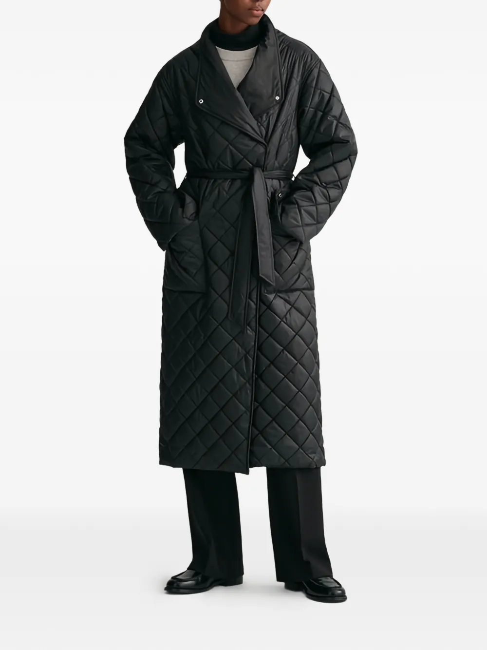 Gant Quilted Belted Coat - Black 