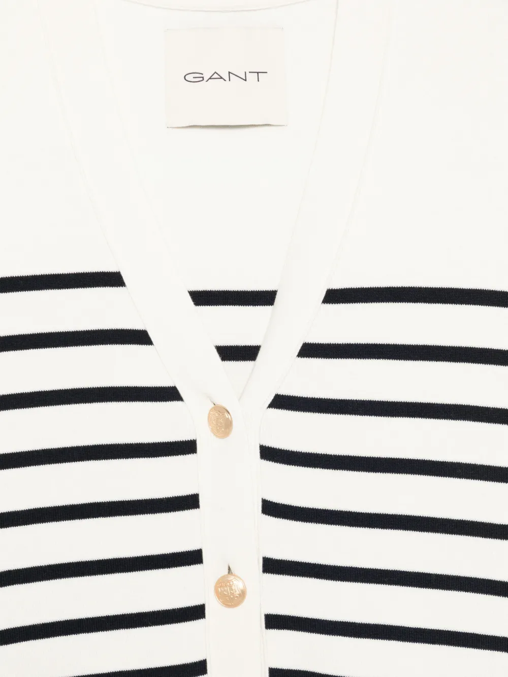  Gant Striped Buttoned Cardigan - White 