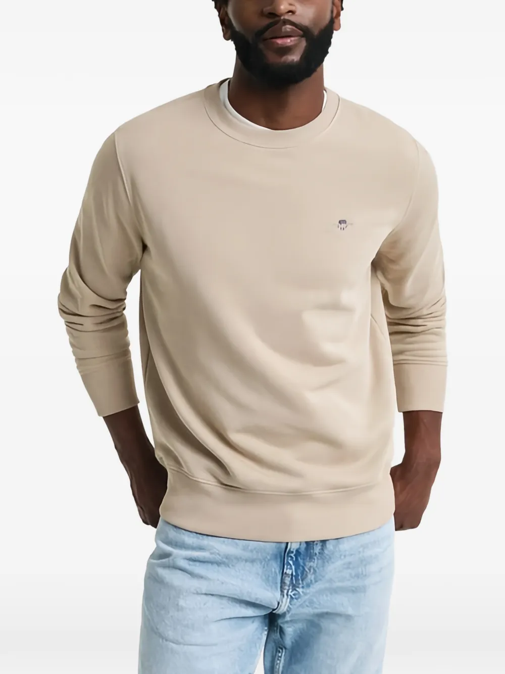 Gant Sweater met geborduurd logo Beige