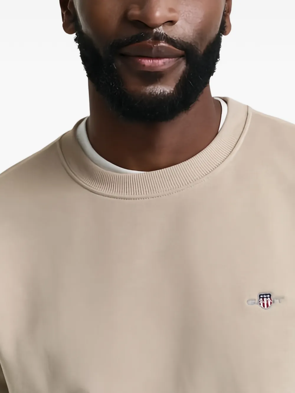 Gant Sweater met geborduurd logo Beige