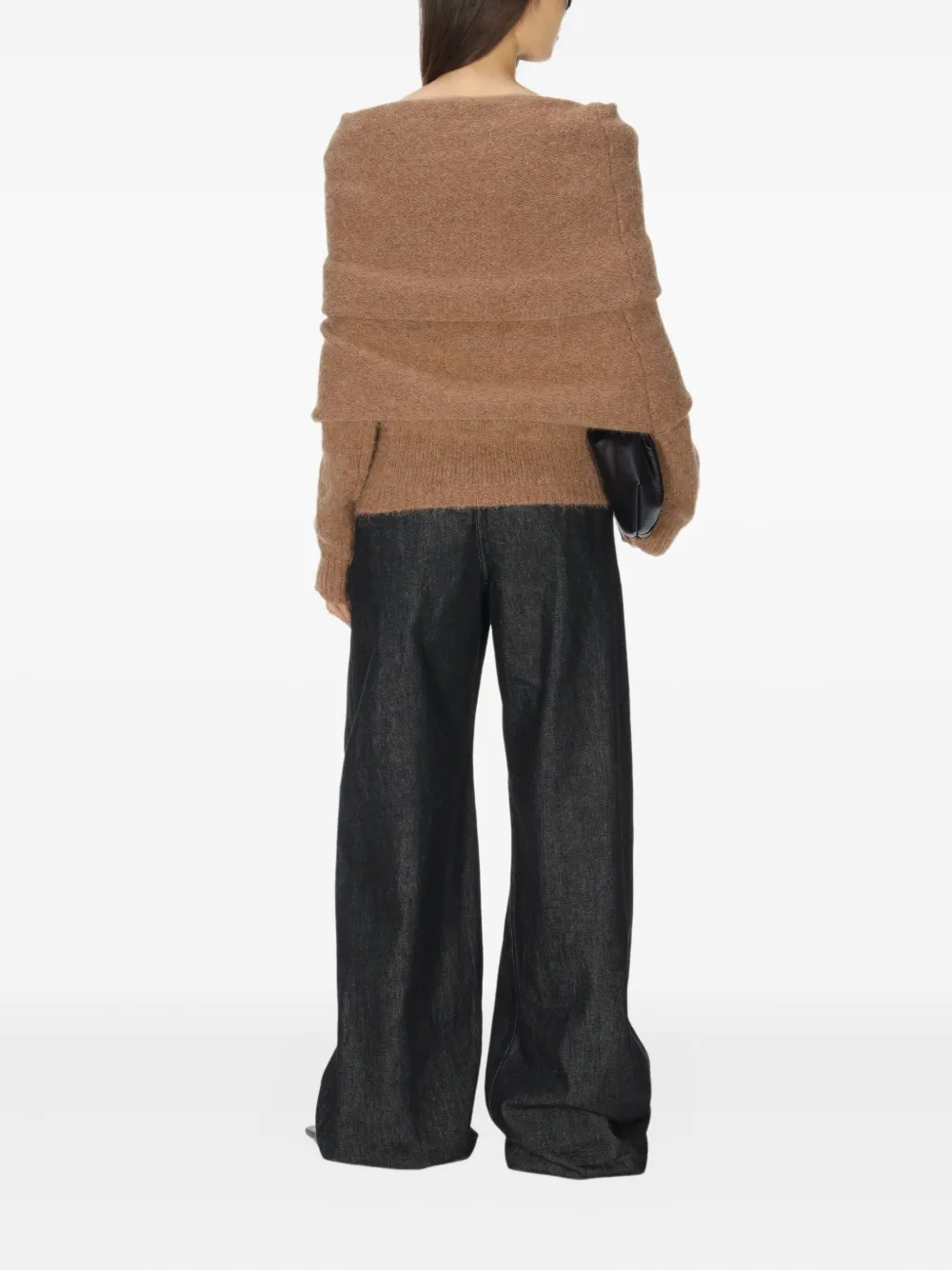 ENTIRE STUDIOS Bound off-shoulder trui Bruin