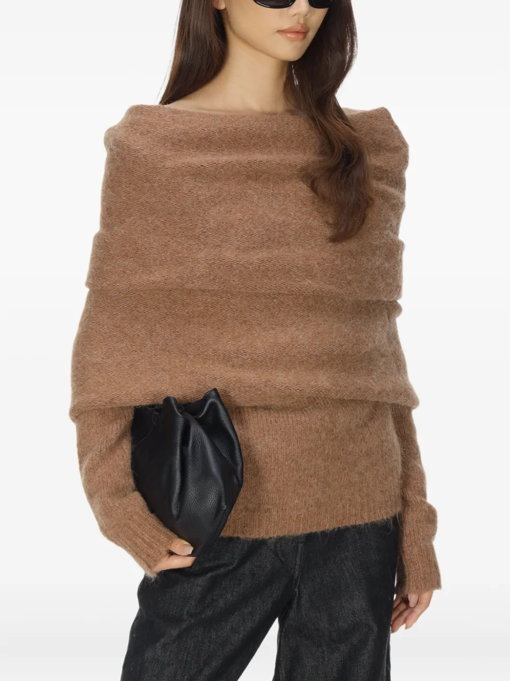 ENTIRE STUDIOS Bound off-shoulder trui Bruin