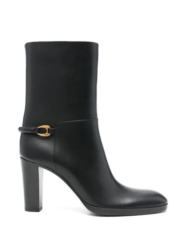 Saint Laurent 90mm Buckle Detail Boots in Black