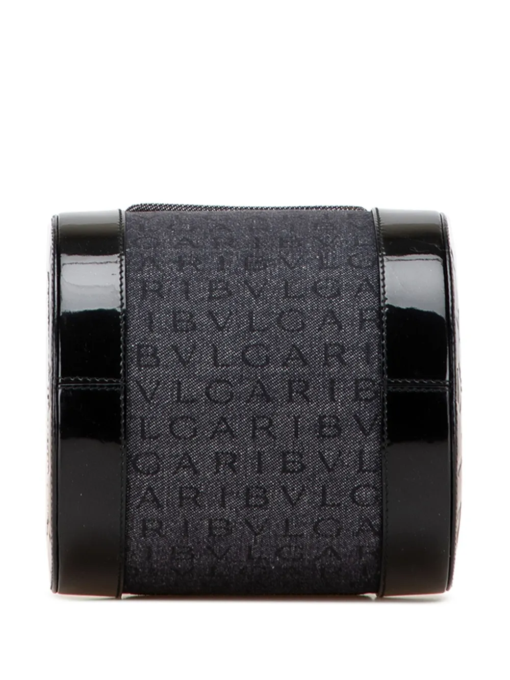 Pre-owned Bvlgari 2010-2025 Mini Logomania Denim B Zero1 Cylinder Flap Shoulder Bag In Black