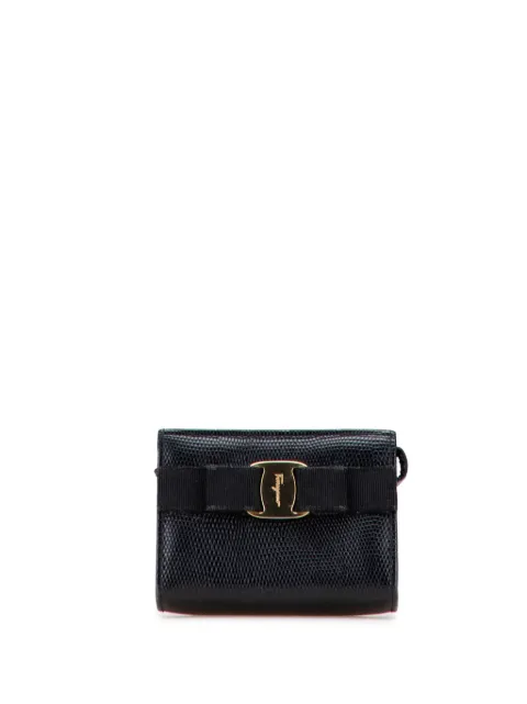 Ferragamo Pre-Owned 2007-2024 Embossed Lizard Leather Vara Bow pouch