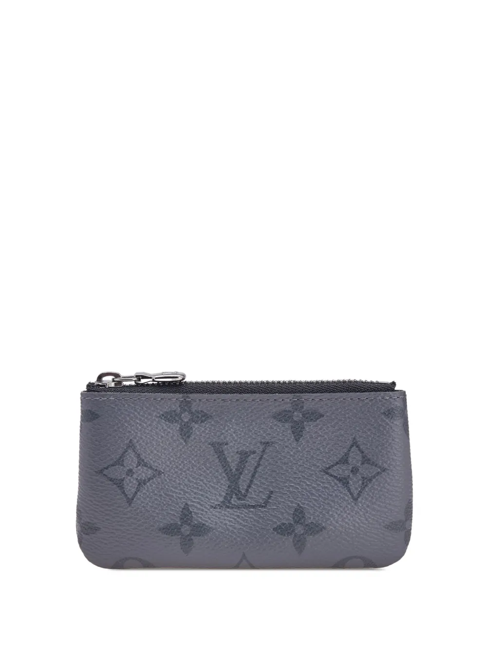 Pre-owned Louis Vuitton 2022 Monogram Eclipse Reverse Pochette Cles Coin Pouch In Gray