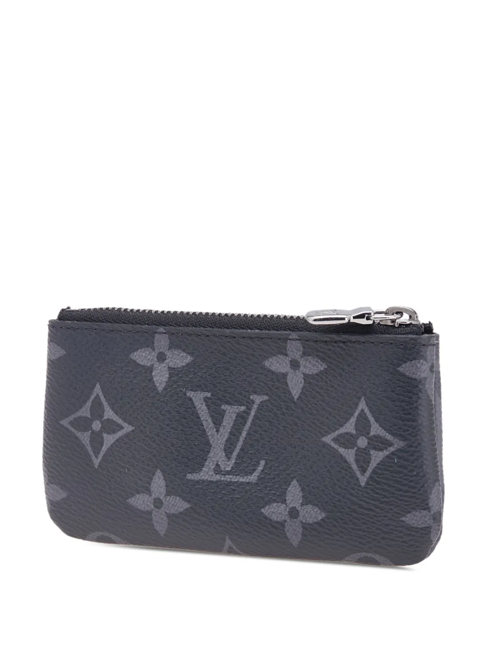 Pre-owned Louis Vuitton 2022 Monogram Eclipse Reverse Pochette Cles Coin Pouch In Gray