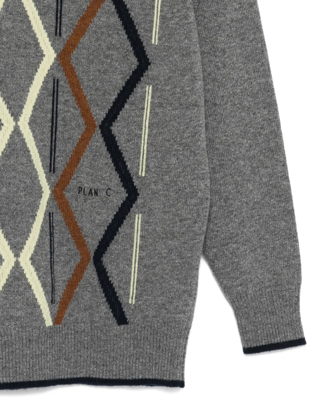 Plan C Argyle-knit Jumper In Gray