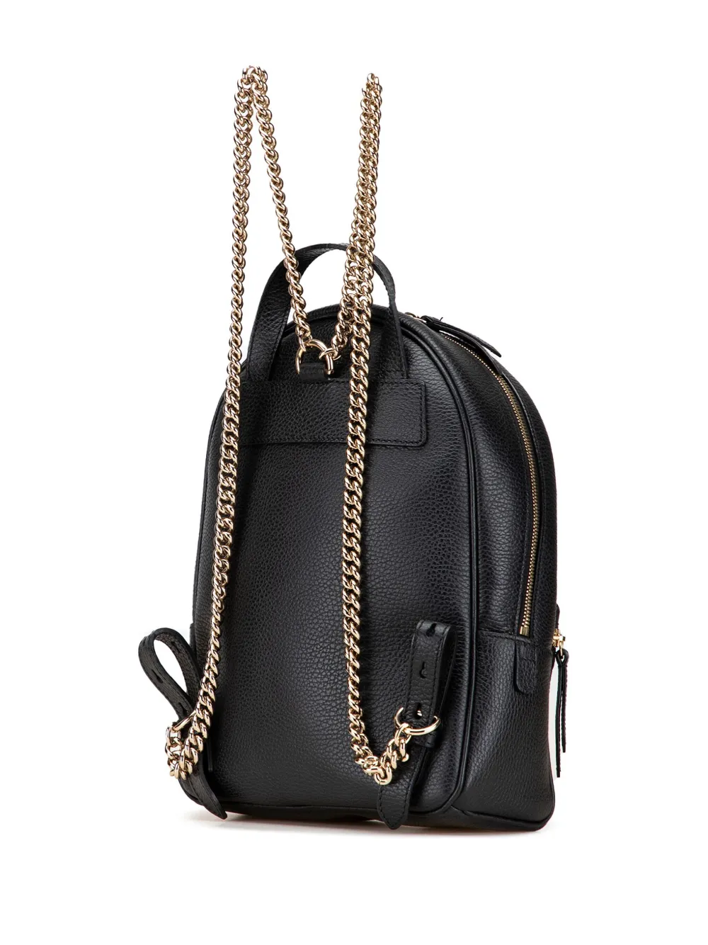 Pre-owned Gucci 2000-2015 Pebbled Calfskin Soho Chain Backpack In Black