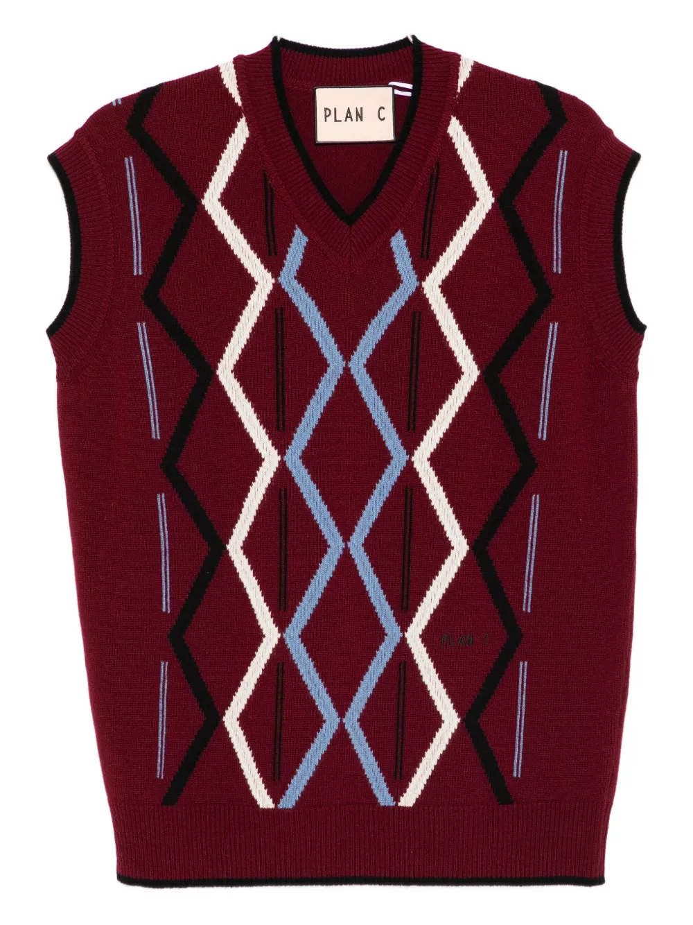 Plan C Cashmere-blend Vest In Burgundy