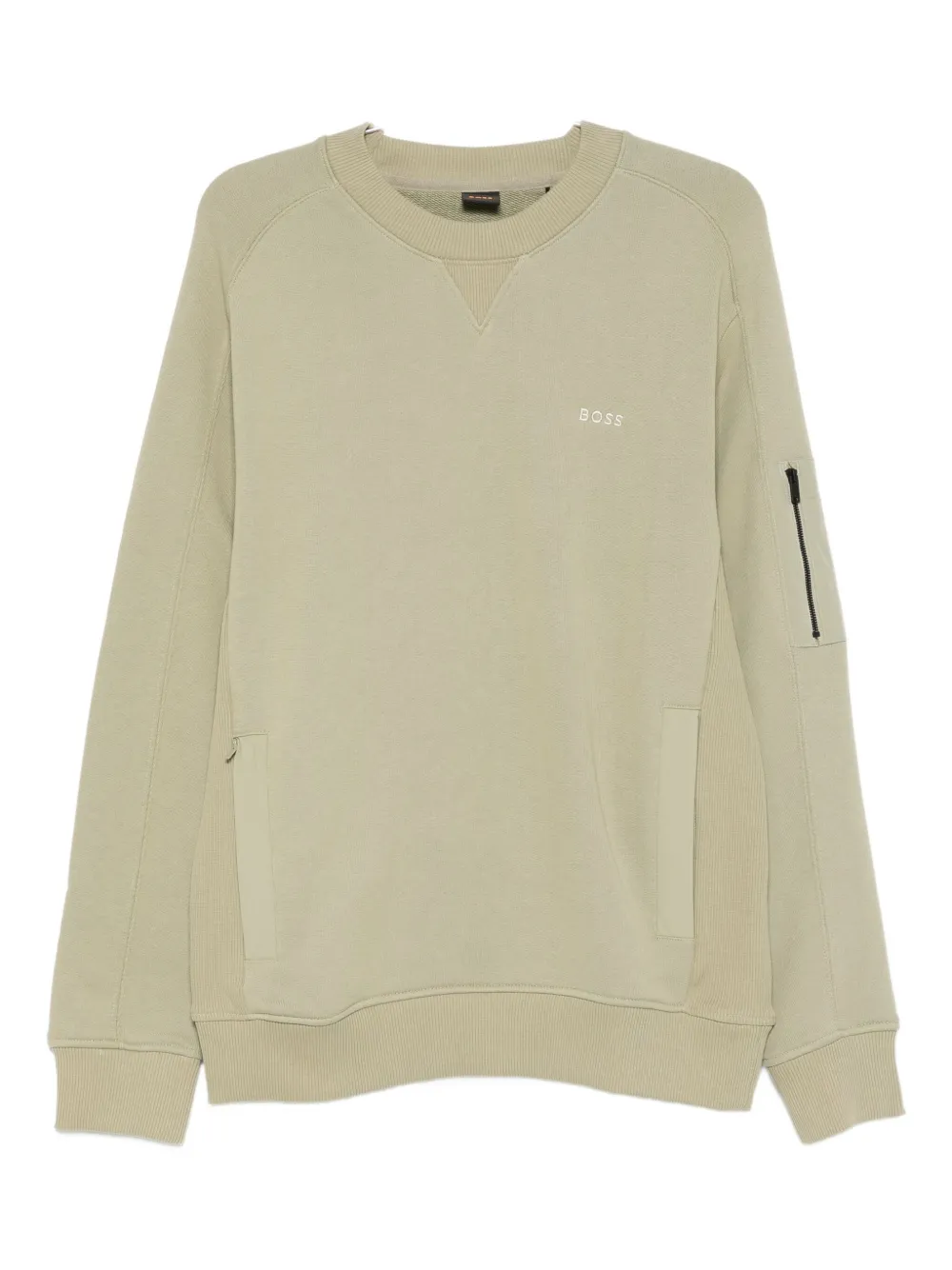 Hugo Boss Logo-embroidered Sweatshirt In Neutral