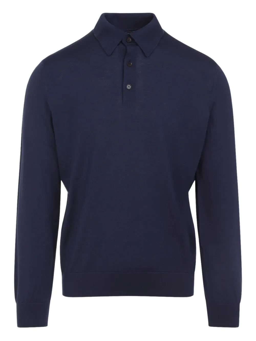 Zegna Cashseta Knit Polo With Ribbed Cuffs And Hem In Blue